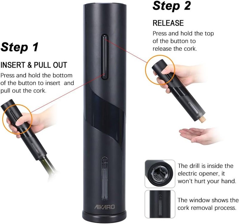 AIKARO - Electric Wine Bottle Opener Automatic Electronic Corkscrew, Battery Operated - Image 4
